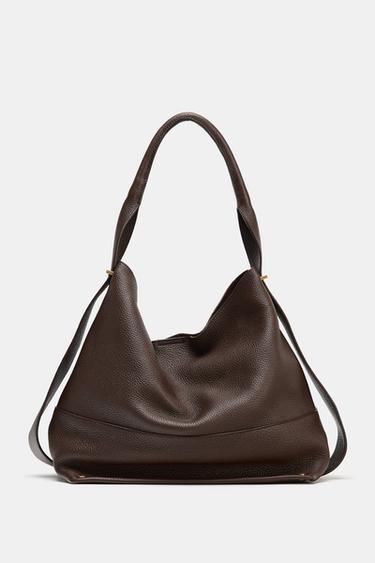 BOLSO PIEL MAXI SACA - Marrón de Zara