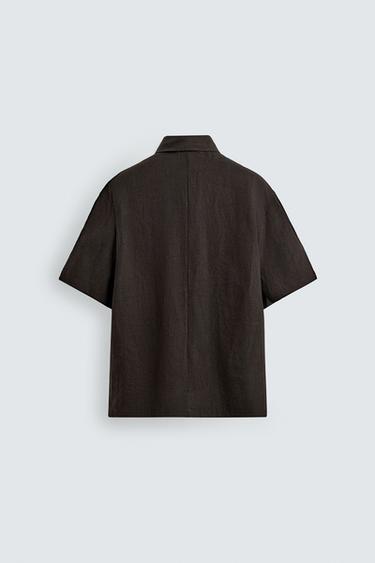 CHEMISE POLO 100 % LIN - Marron foncé de Zara - Image 6