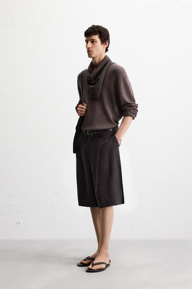 BERMUDA PLIS WIDE FIT - Chocolat de Zara - Image 3