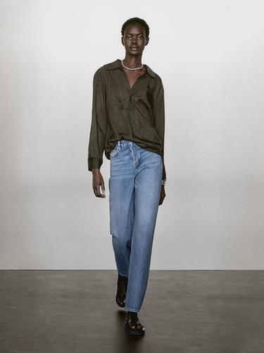 Blouse fluide à col polo - Gris anthracite de Zara