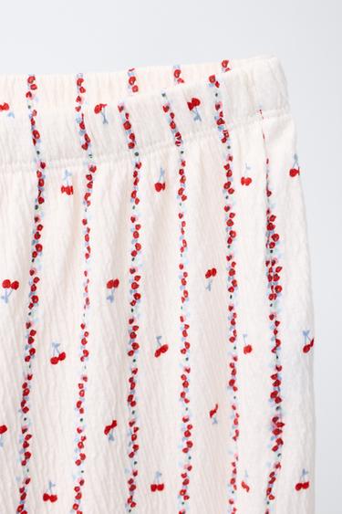 6-14 YEARS/ CHERRY AND FLOWER PRINT SHIRT AND TROUSERS PYJAMAS - Ecru by Zara - Image 7