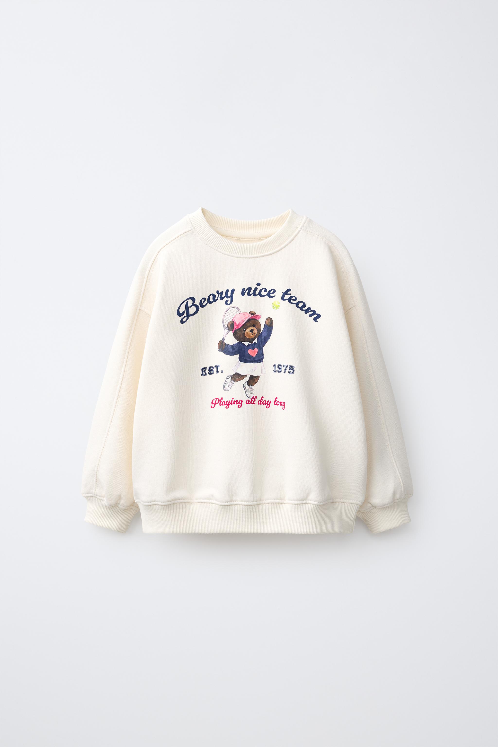 BEAR PRINT SWEATSHIRT — Ecru