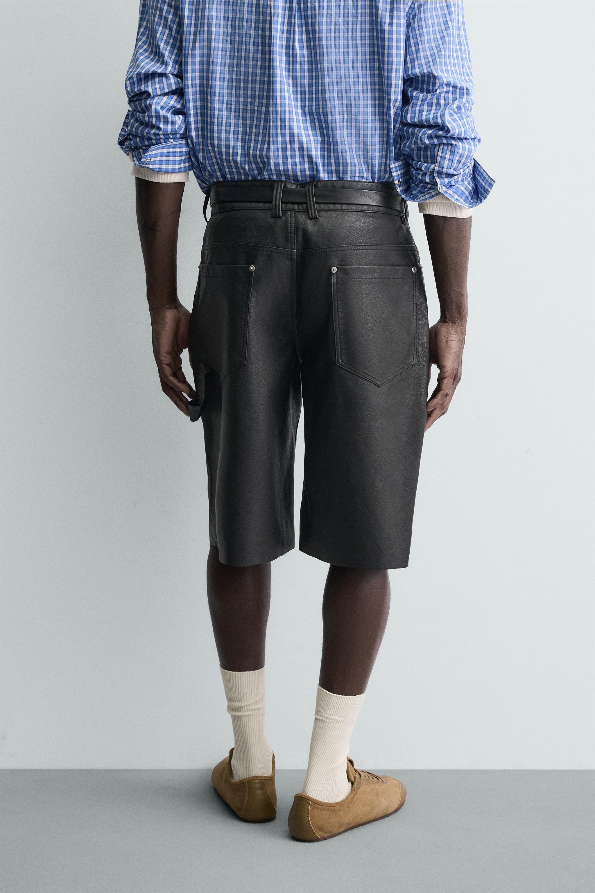 RELAXED FIT FAUX LEATHER SHORTS