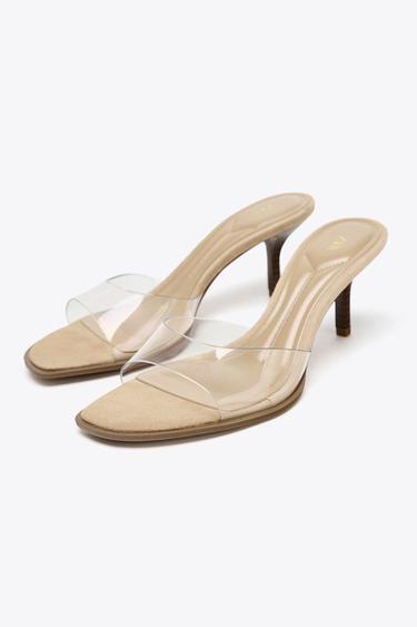 SANDALES À TALONS EN VINYLE - Beige clair de Zara - Image 2