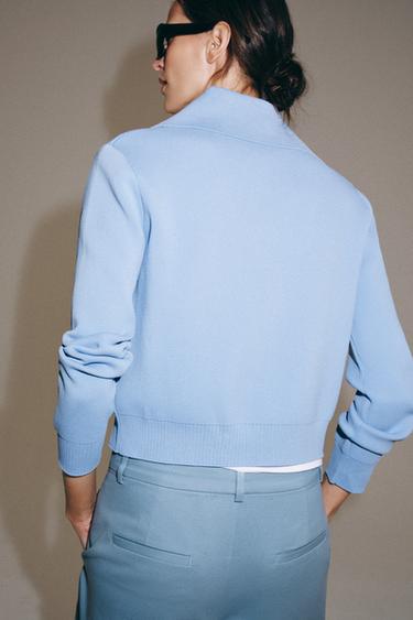 GILET EN MAILLE ZIPPÉ - Bleu ciel de Zara - Image 2