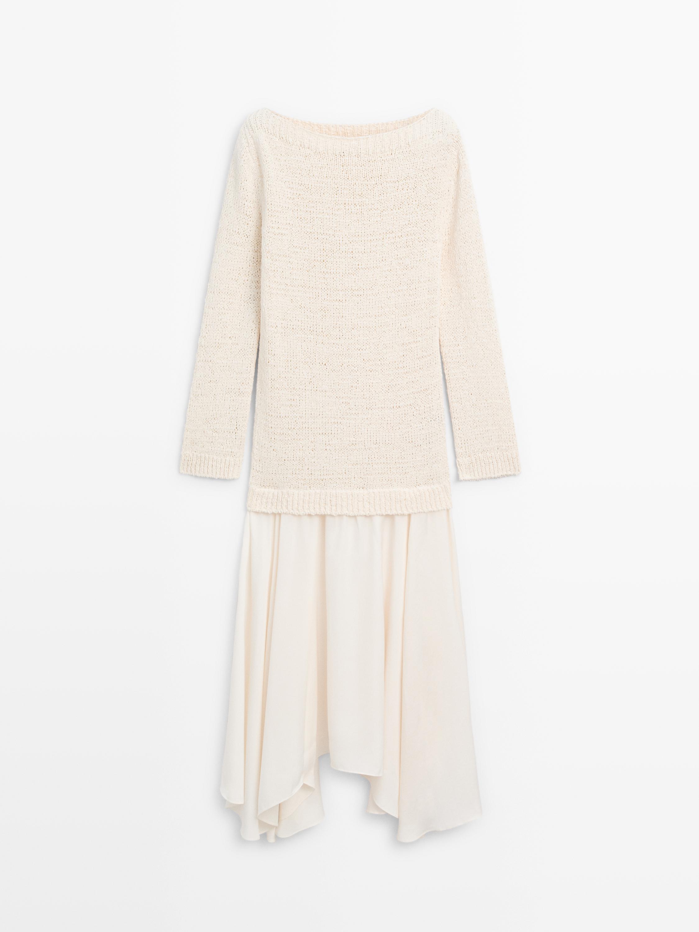 Combined asymmetric midi dress