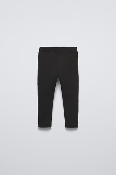 LEGGINGS MIT RIB UND ETIKETT - Schwarz von Zara