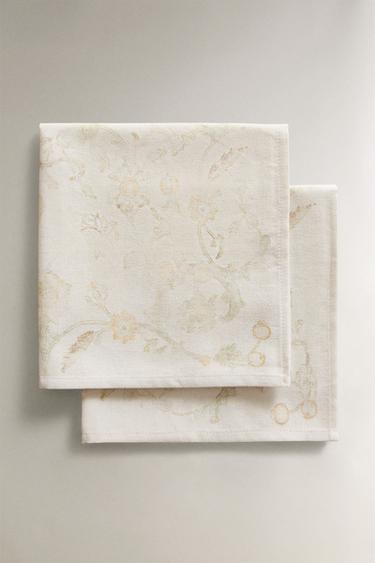 PACK OF DAMASK PRINT NAPKINS (PACK OF 2) - Light green by Zara