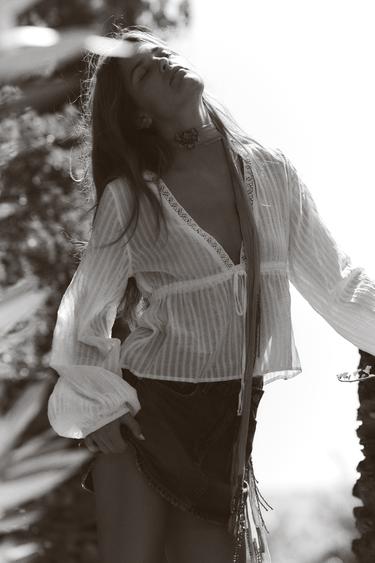Zara TRF 牛仔布迷你裙 - 海藍色