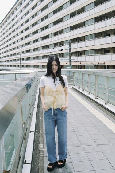 JEANS Z1975 STRAIGHT ハイウエストアンクル丈ミディアムブルーZaraのJEANS Z1975 STRAIGHT ハイウエストアンクル丈 - ミディアムブルー 