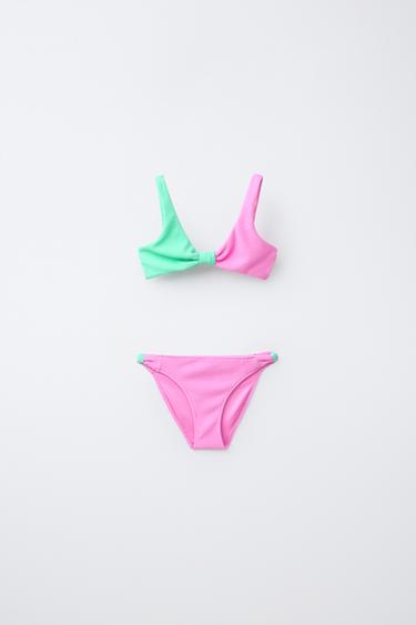 Zara 6-14 YEARS/KNOT-TEXTURE BIKINI - Fuchsia - Image 0