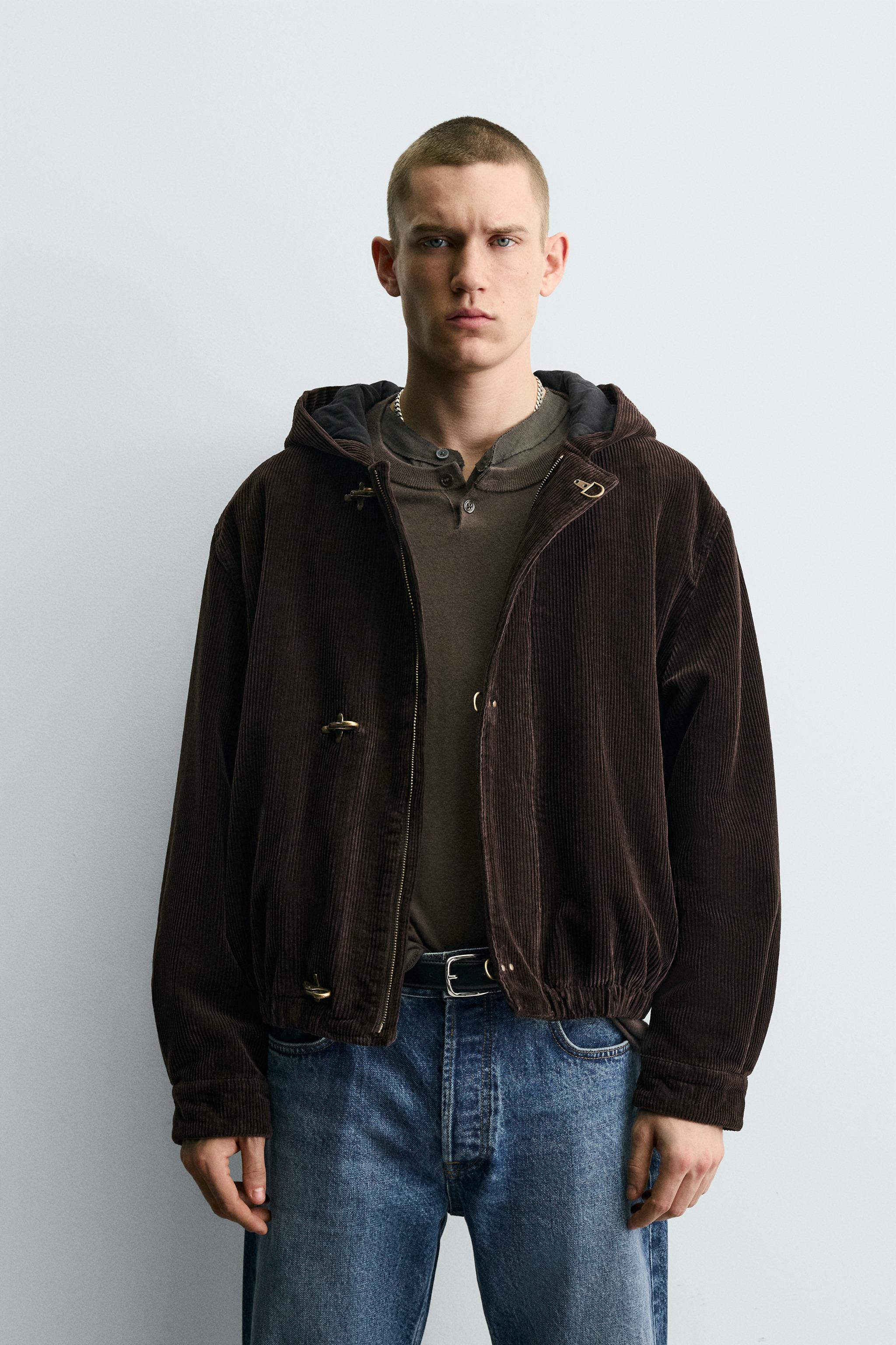 CORDUROY HOODIE FIREMAN CLASP JACKET - Brown | ZARA South Africa