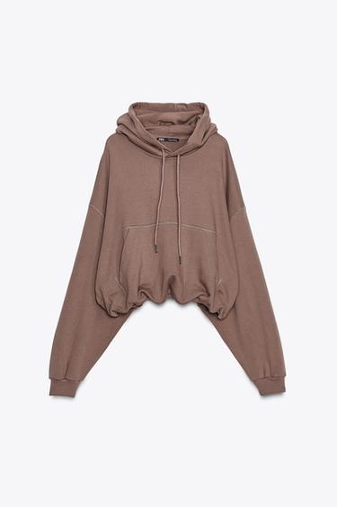 Zara HOODED SWEATSHIRT - Tobacco