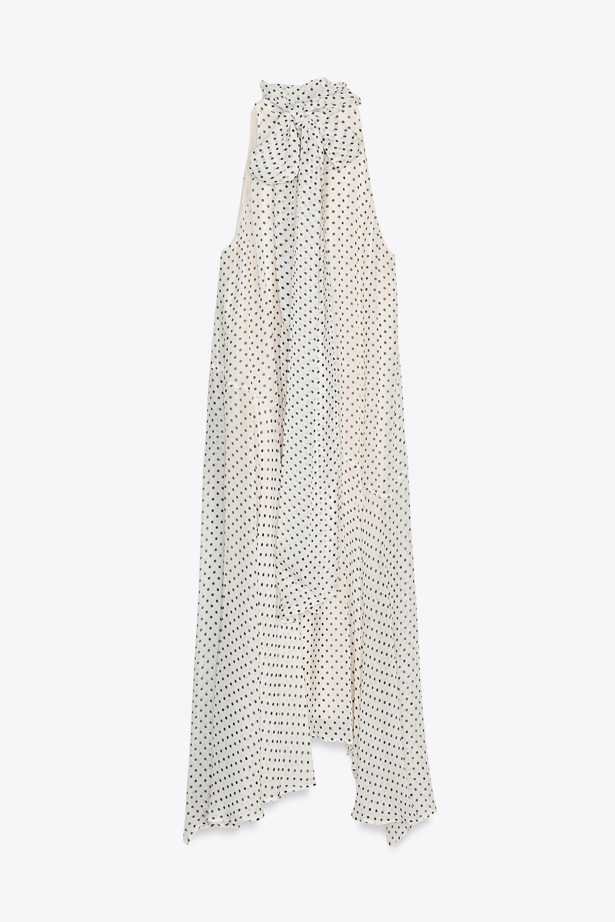 polka dot halter dress zara POLKA DOT HALTER DRESS - Black / White