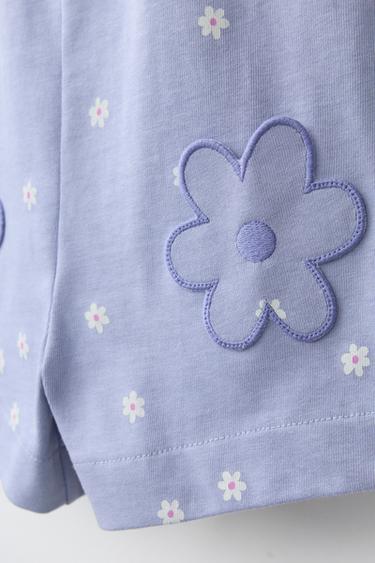 COMBI-SHORT IMPRIMÉ FLEURS - Bleu / Lavande de Zara - Image 3