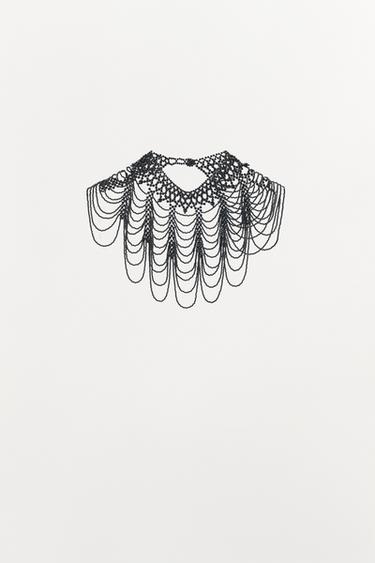 LIMITED EDITION BEADED CAPE NECKLACE - Black by Zara
