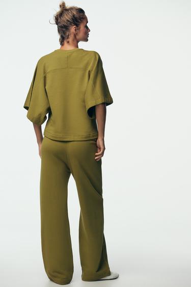 RUSTIC SHORT SLEEVE SWEATSHIRT - Olive green by Zara - Image 4