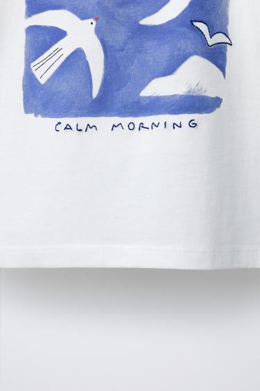 Zara PRINTED T-SHIRT - White