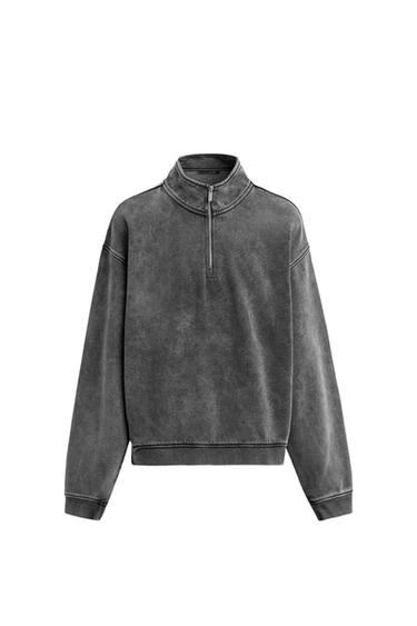 WASHED QUARTER-ZIP SWEATSHIRT