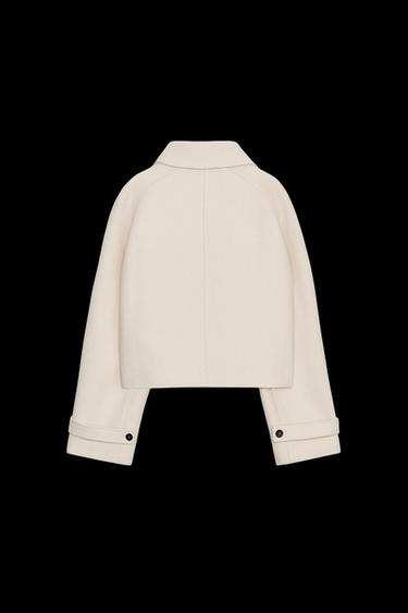 Zara ZW COLLECTION WOOL SHORT COAT - Ecru