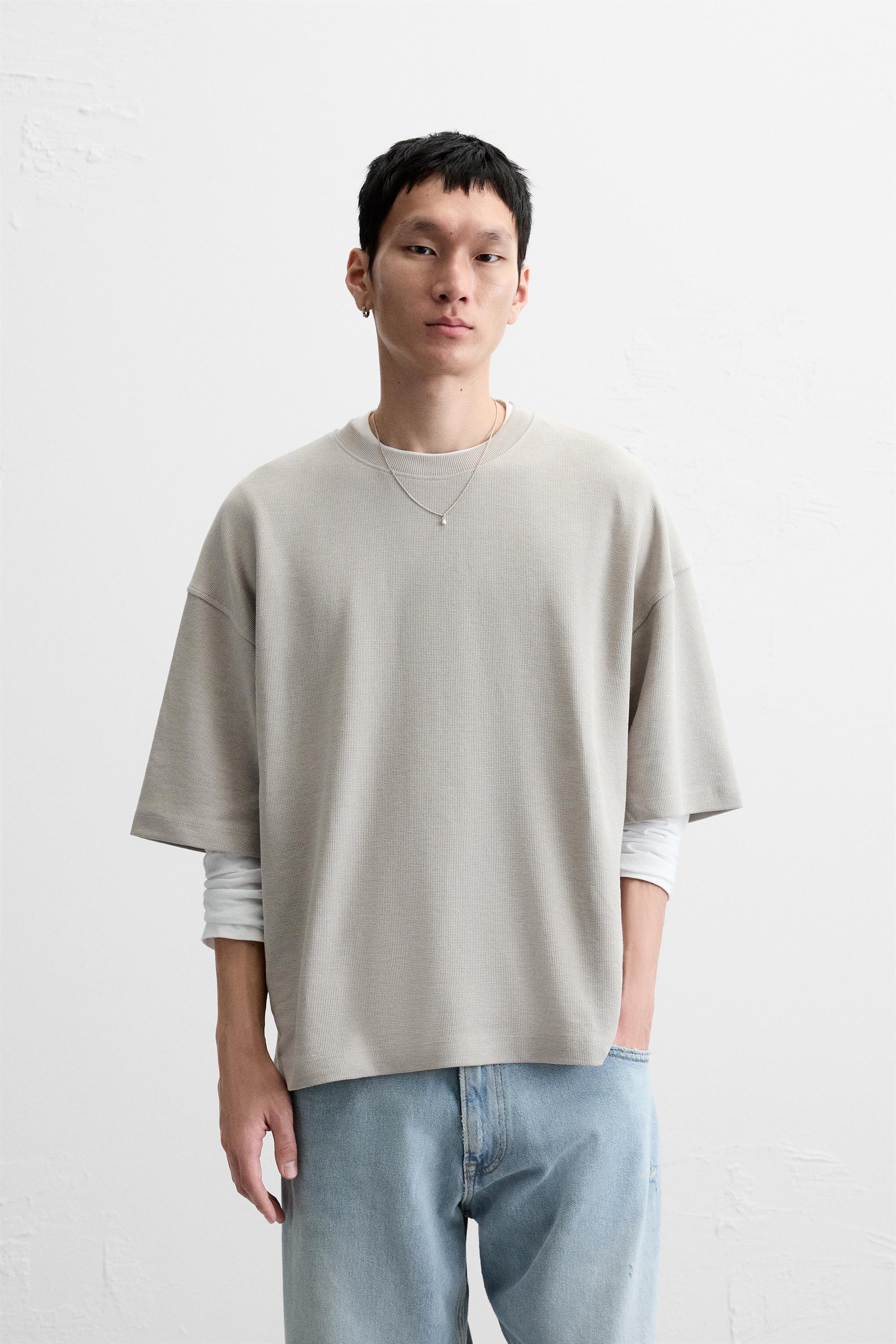 zara 白tシャツ 無地 メンズ 一枚 コレクション