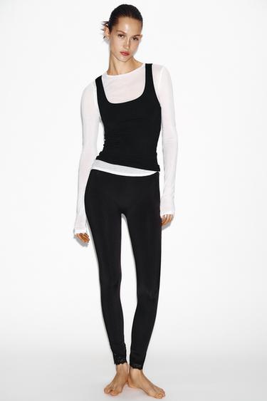 WIDE STRAP POLYAMIDE T-SHIRT - Black by Zara