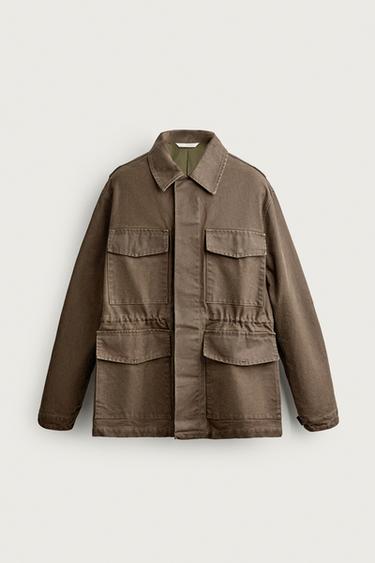 CAZADORA LAVADA BOLSILLOS UTILITY - Verde de Zara