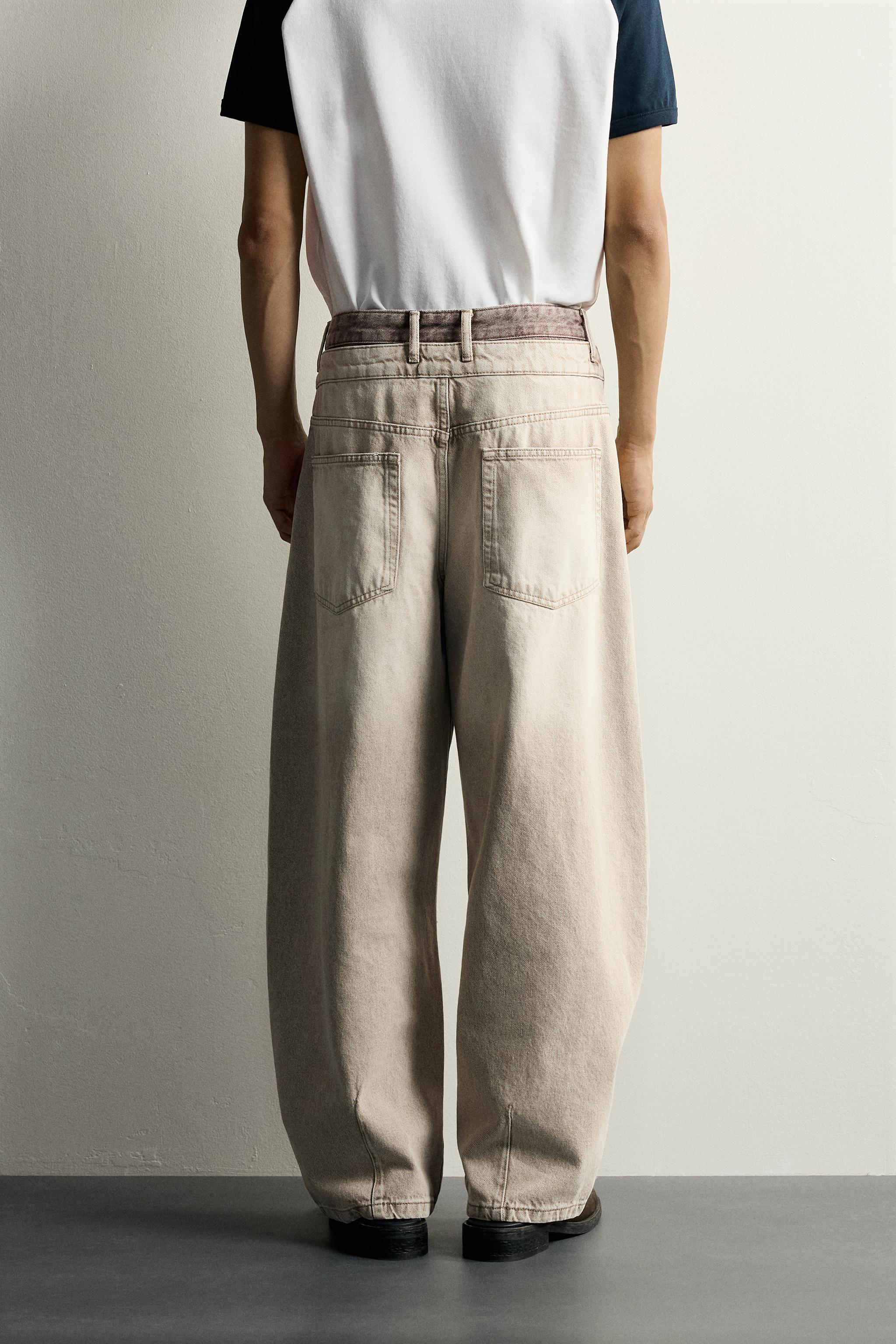 Мужские брюки Zara LAYERED-WAISTBALLOON FIT PANTS — фото 3