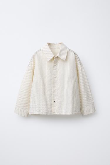STRIPED SHIRT - Ecru / Black by Zara - Image 0