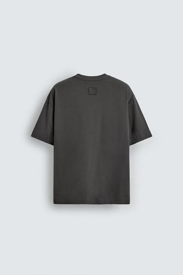 T-SHIRT WITH LABEL PATCH - Dark grey by Zara - Image 7