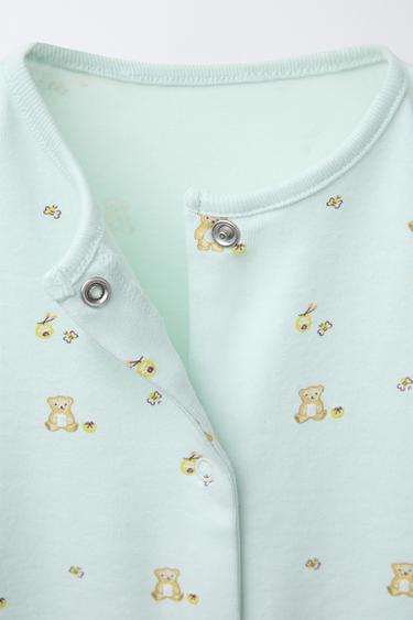 0-18 MONTHS/ SHORT TEDDY BEAR SLEEPSUIT - Sea green by Zara - Image 2