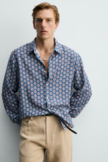 CHEMISE FLUIDE À IMPRIMÉ FLEURI - Bleu moyen de Zara - Image 4
