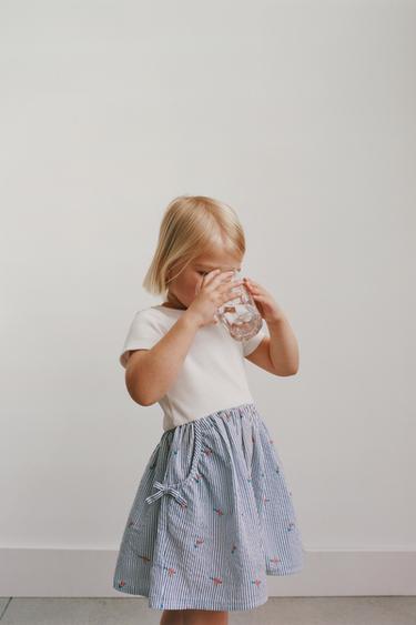 VESTIDO COMBINADO BOLSILLOS - Azul claro de Zara