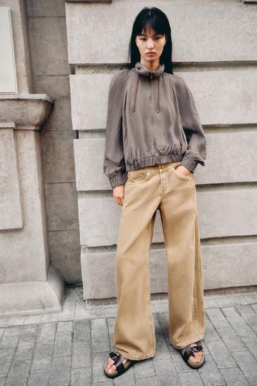 Zara ZW 系列寬鬆飛行員外套 - 暗灰褐色