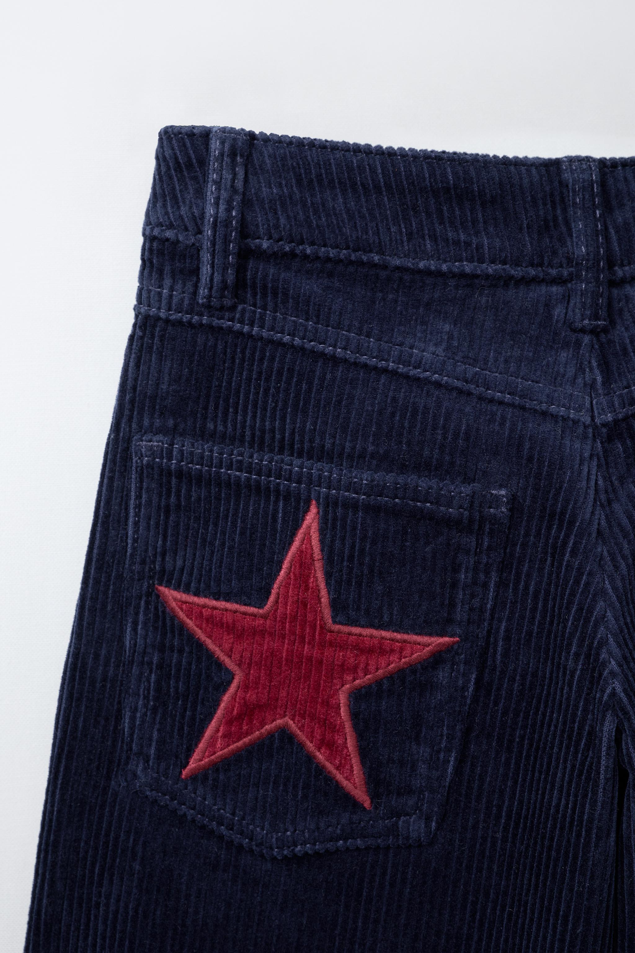 PANTALON VELOURS CÔTELÉ JAMBES LARGES ÉTOILE