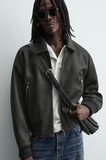 LEATHER EFFECT BOMBER JACKET - Black by Zara - Image 5