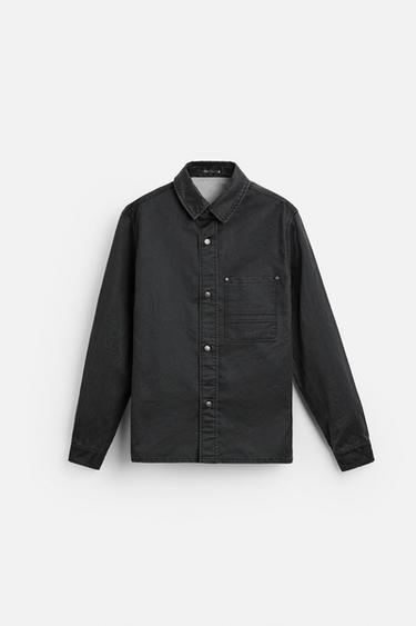 Zara WAXED EFFECT OVERSHIRT - Black