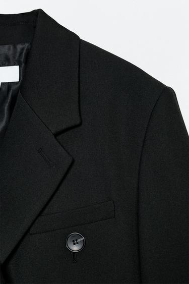 Zara OVERSIZED DOUBLE BREASTED BLAZER - Black