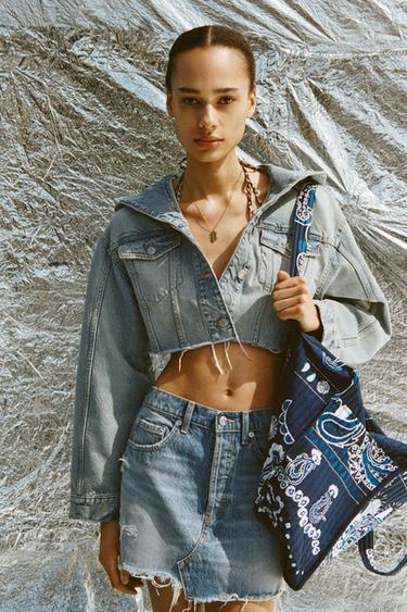 MINI-JUPE EN JEAN TRF À DÉCHIRURES - Bleu de Zara - Image 0