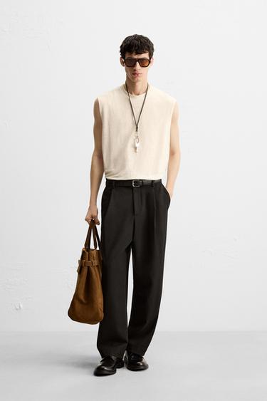 Zara Ekru - %100 KETEN TANK TOP