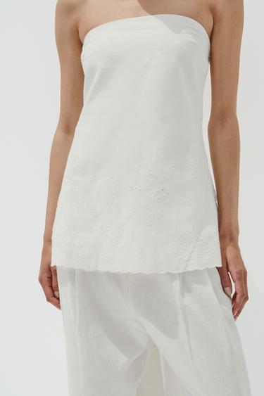 TOP BUSTIER BRODÉ - Blanc cassé de Zara - Image 2