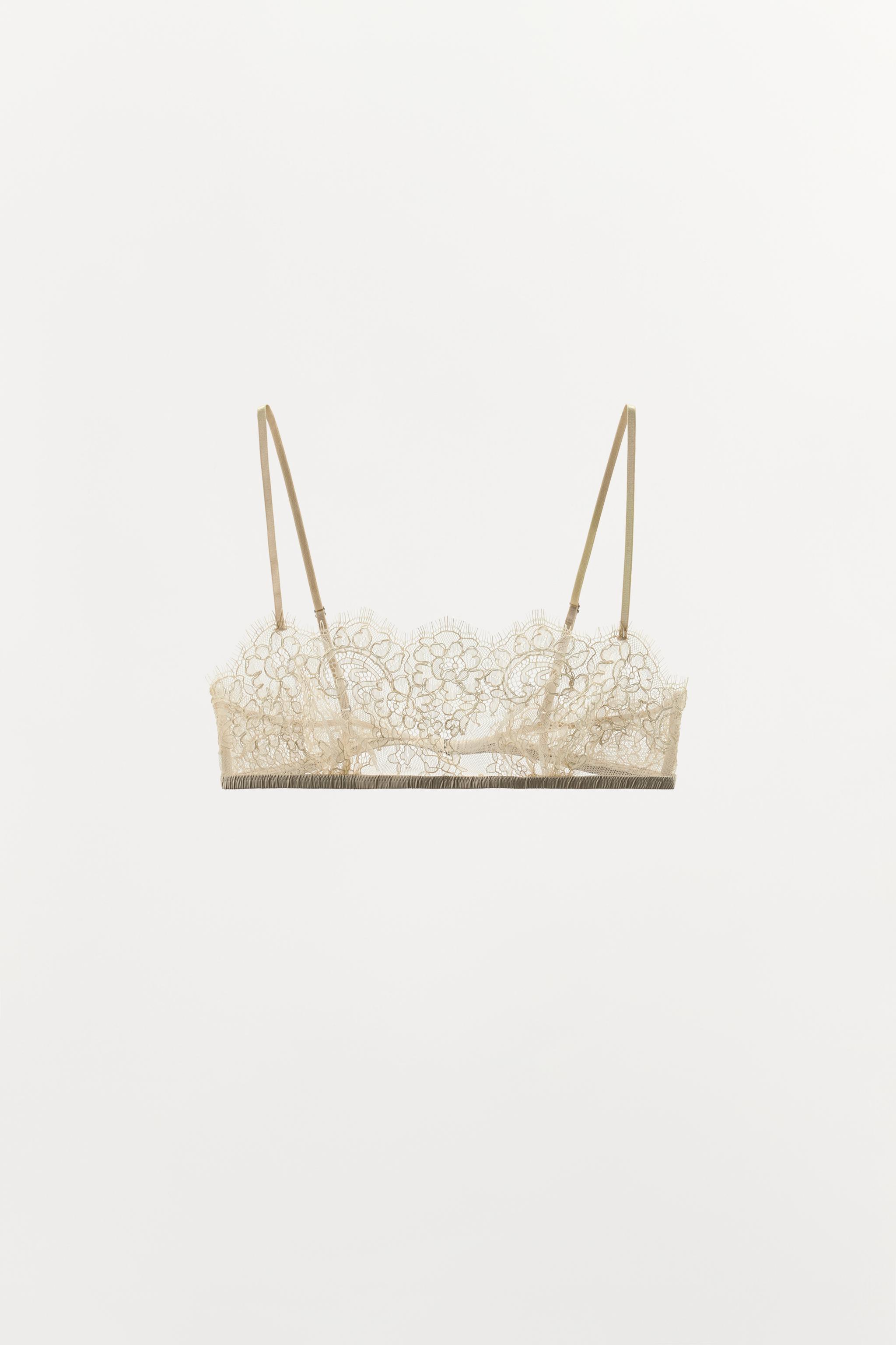 BRALETTE BANDEAU EN DENTELLE FLEURS BRODÉES