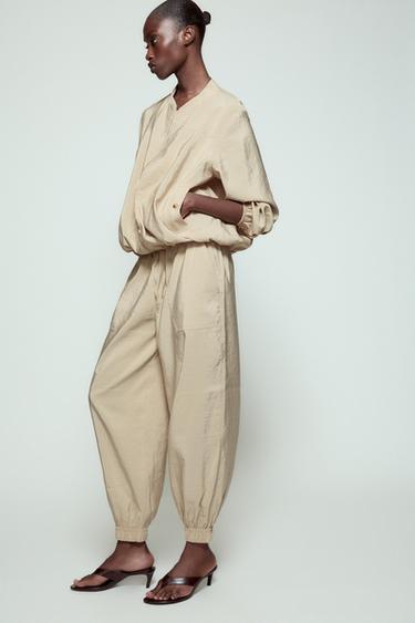 SATIN CUFFED TROUSERS - Beige by Zara