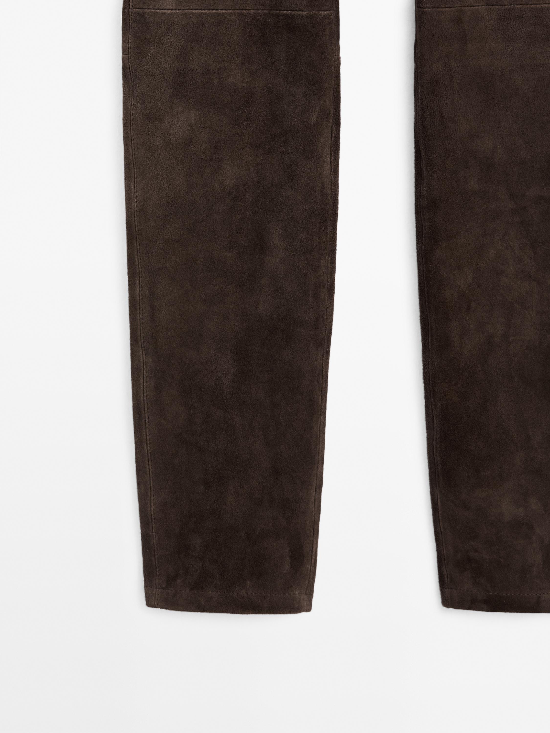 Leggings en cuir finition daim