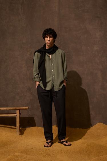 COTTON - LINEN SHIRT - Khaki by Zara - Image 0