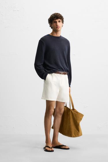 PULL LIN - COTON - Bleu marine de Zara - Image 3