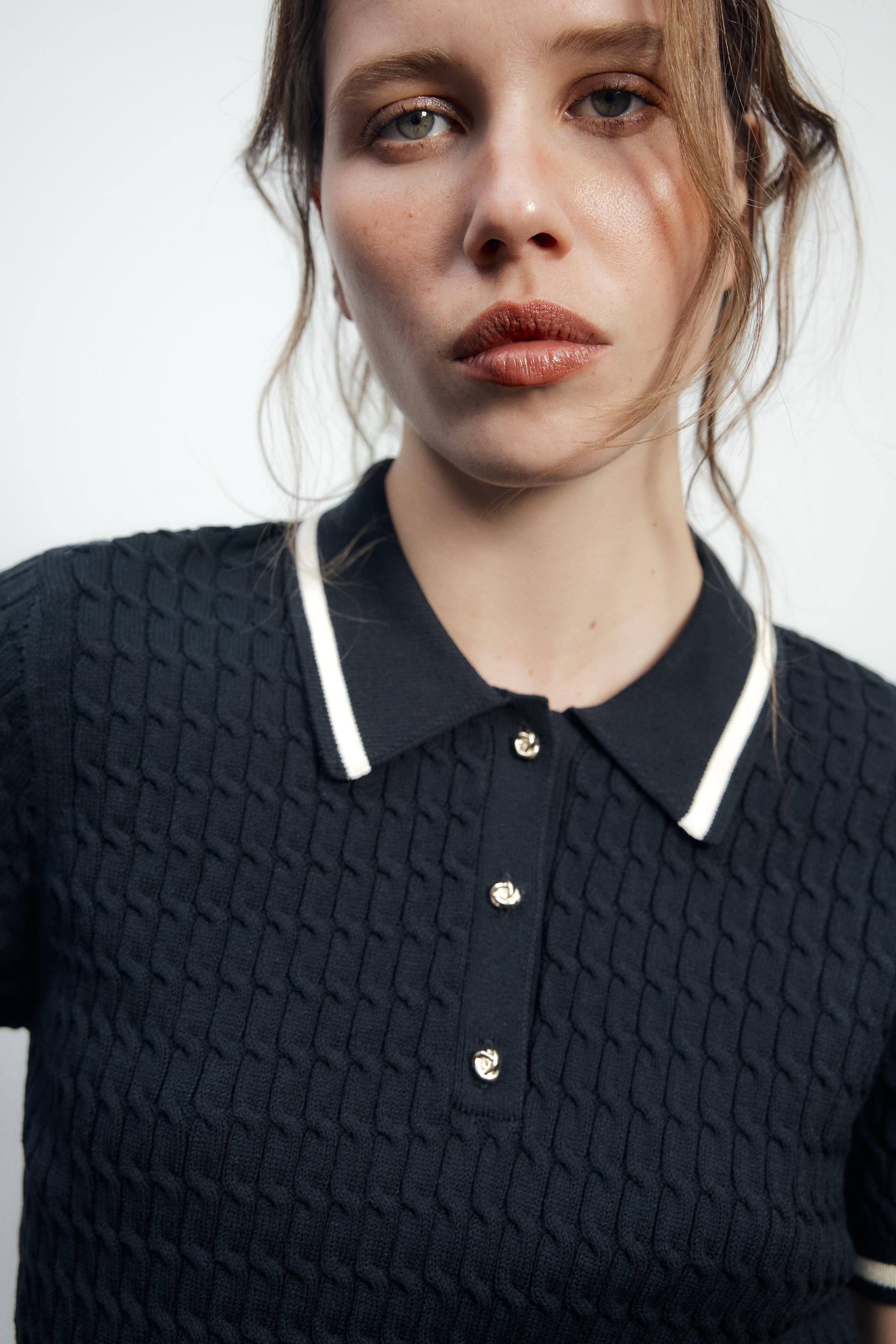 【ZARA】ケーブルニットポロセーター  6771/054/108 ZARA】ケーブルニットポロセーター | 6771/054/108 (ZARA