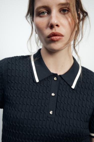 PULL POLO À TORSADES - Bleus marine / Écrus de Zara - Image 2