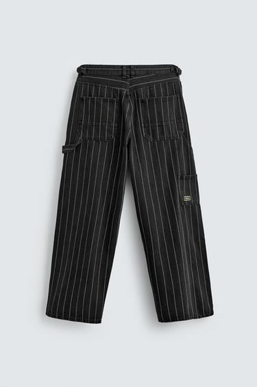 PANTALON BALLON RAYÉ - Noir de Zara - Image 7