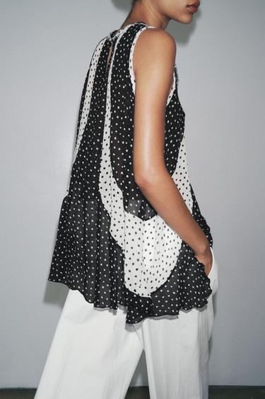 ZW COLLECTION POLKA DOT TOP - Black by Zara - Image 2